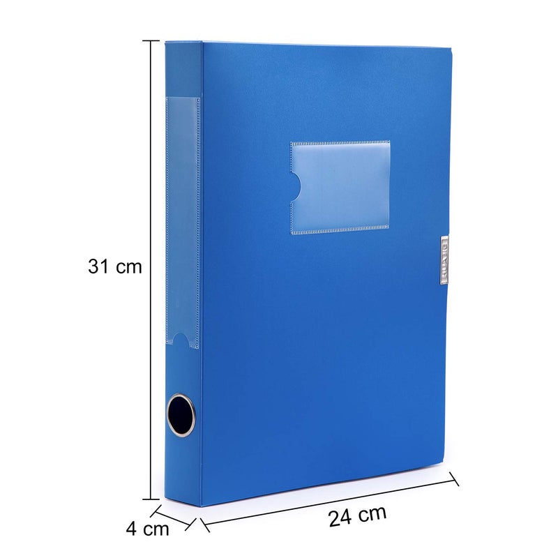 HUA JIE A4 Storage File Boxes Plastic Archives Cases with Lid, File Folder Organizer Document Filing Box for Office, Letter Size Paper,31Ã—4Ã—24 cm, Blue(Pack of 4) - Image 3